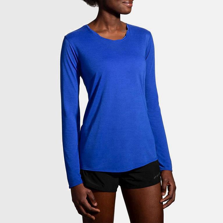 Brooks Distance - Camisetas Manga Larga Mujer - Azules (KRFG-59820)